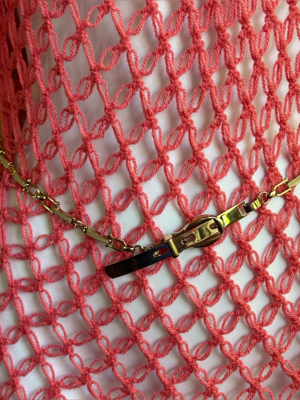 Gold-Tone chain belt with Decorative Hook Closure